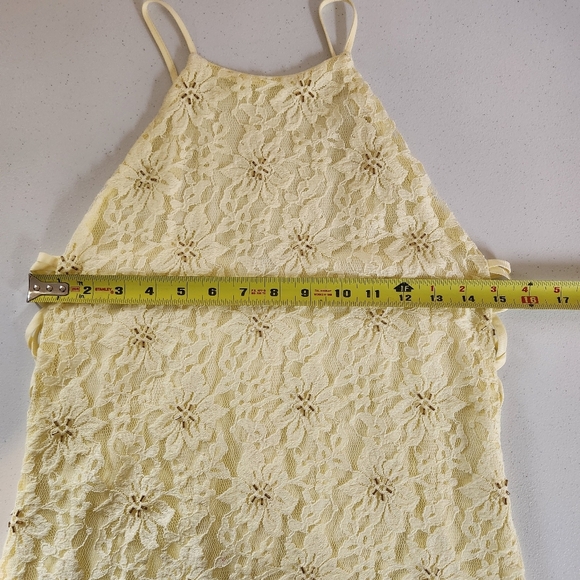 Zara Yellow Lace Sequin Mini Dress Floral Lattice Size Small Special Ocassion - Picture 9 of 12